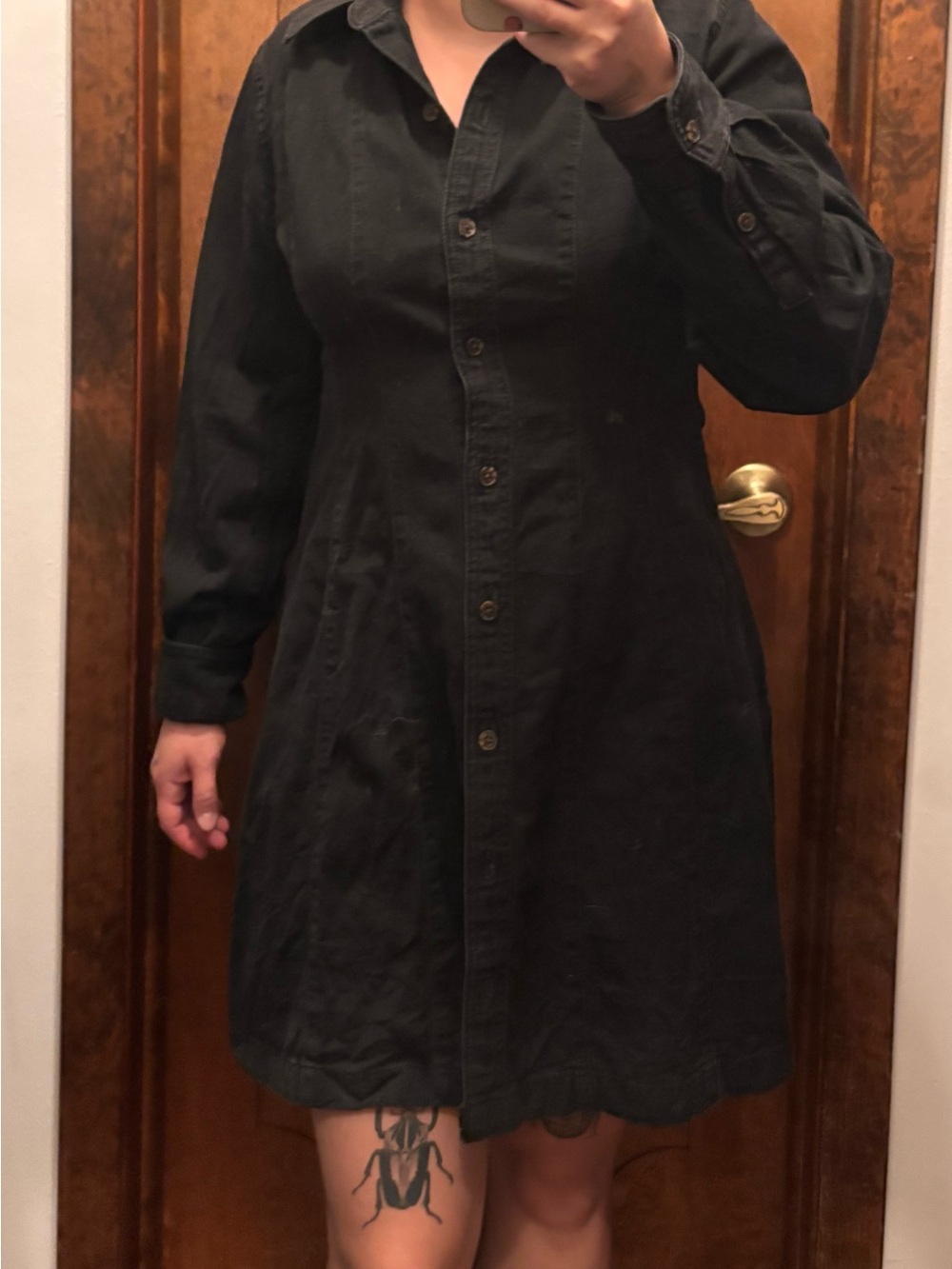 Madewell Black Button-Front Shirt Dress